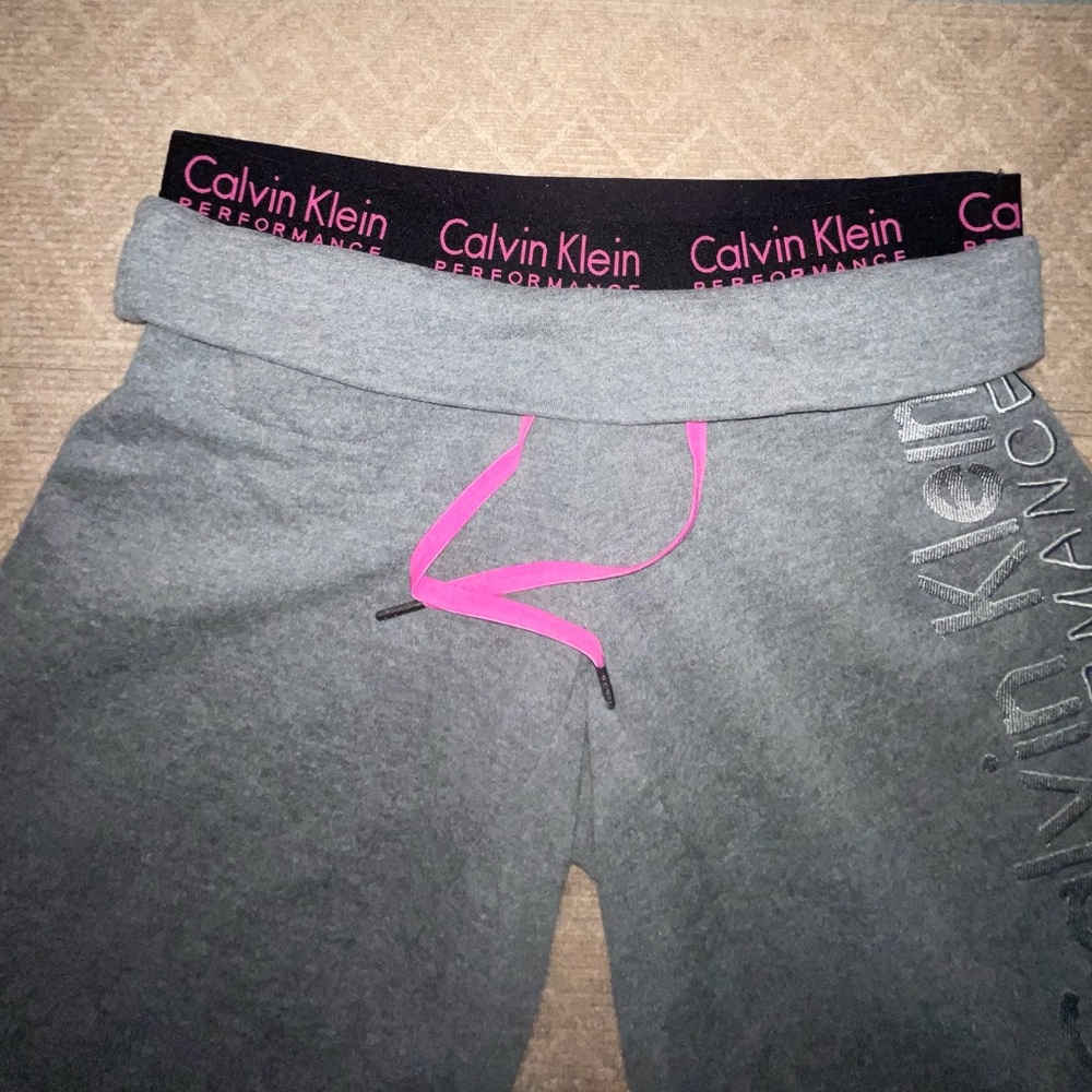 Calvin Klein Kids Gray Joggers with Pink Accents